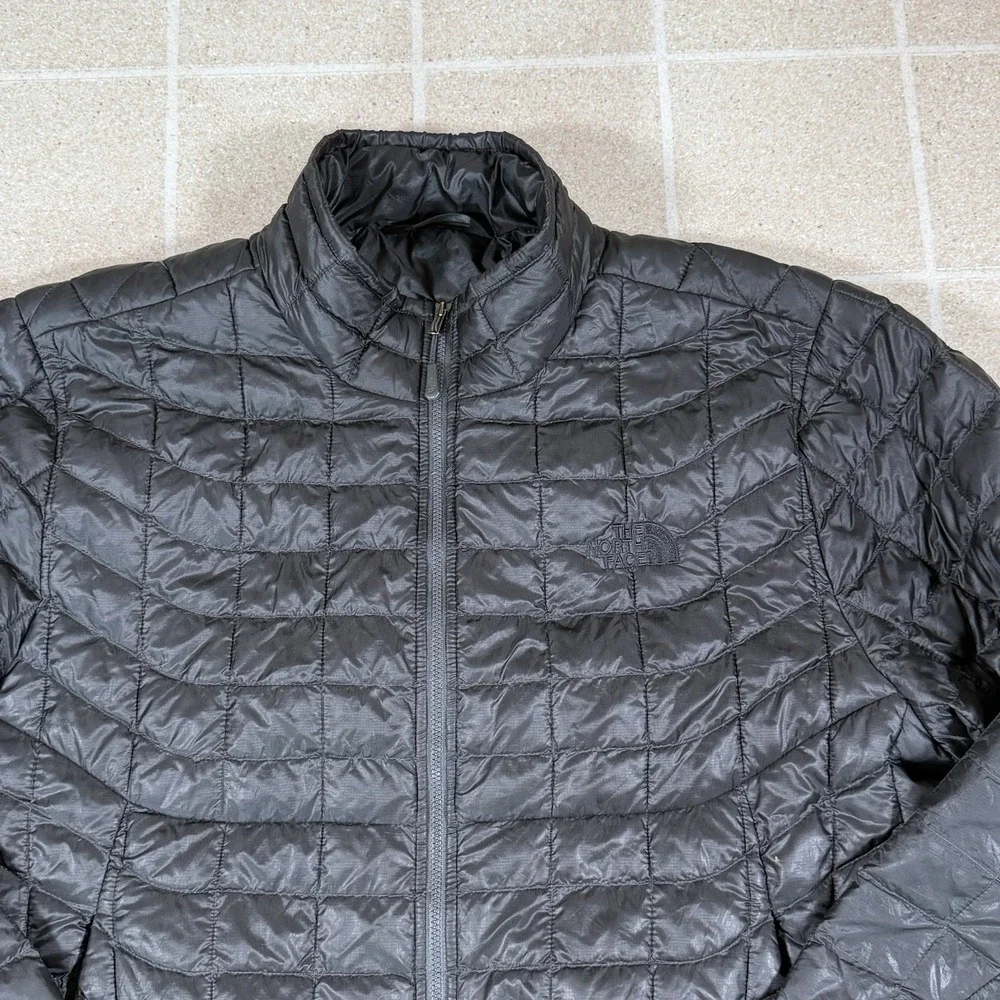 Mens L The North Face Black Thermoball Full Zip Jacket Coat Puffer Matte
